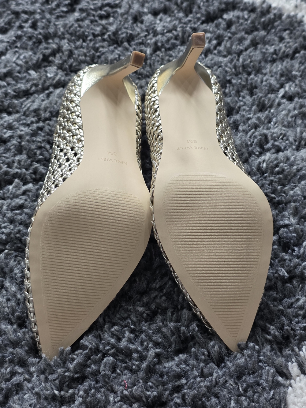 Nine West Women's Metallic Woven Pointed-Toe Pumps - Gold Size 8 - Picture 4 of 11